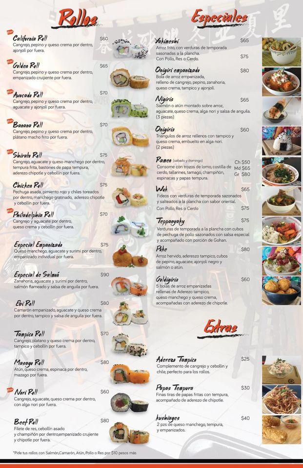 Menu at Sushi & Go restaurant, Tierra Blanca