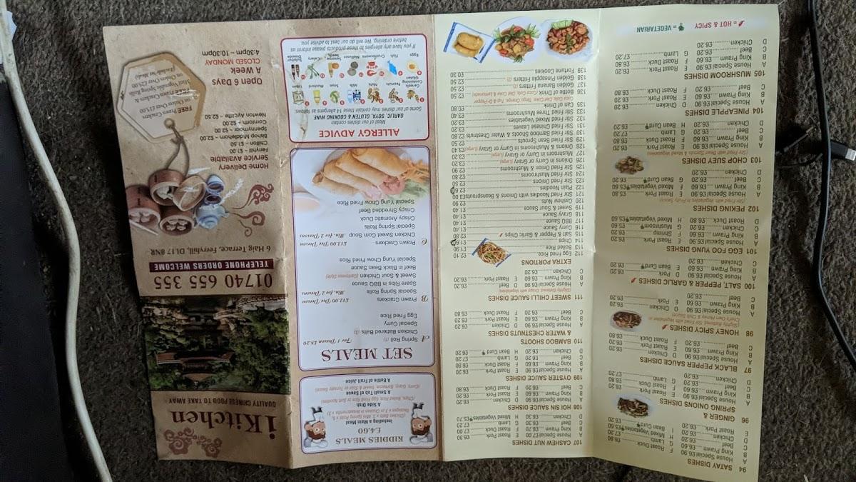 Menu at iKITCHEN restaurant, Ferryhill