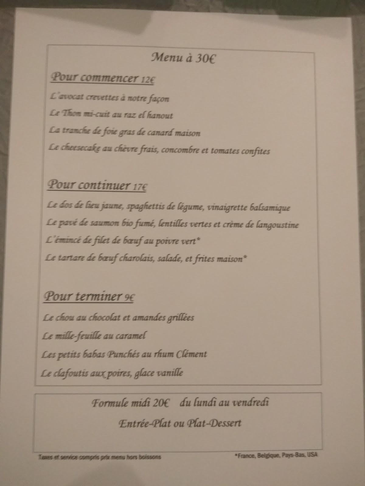 Menu at Le petit Sabayon restaurant, Morangis