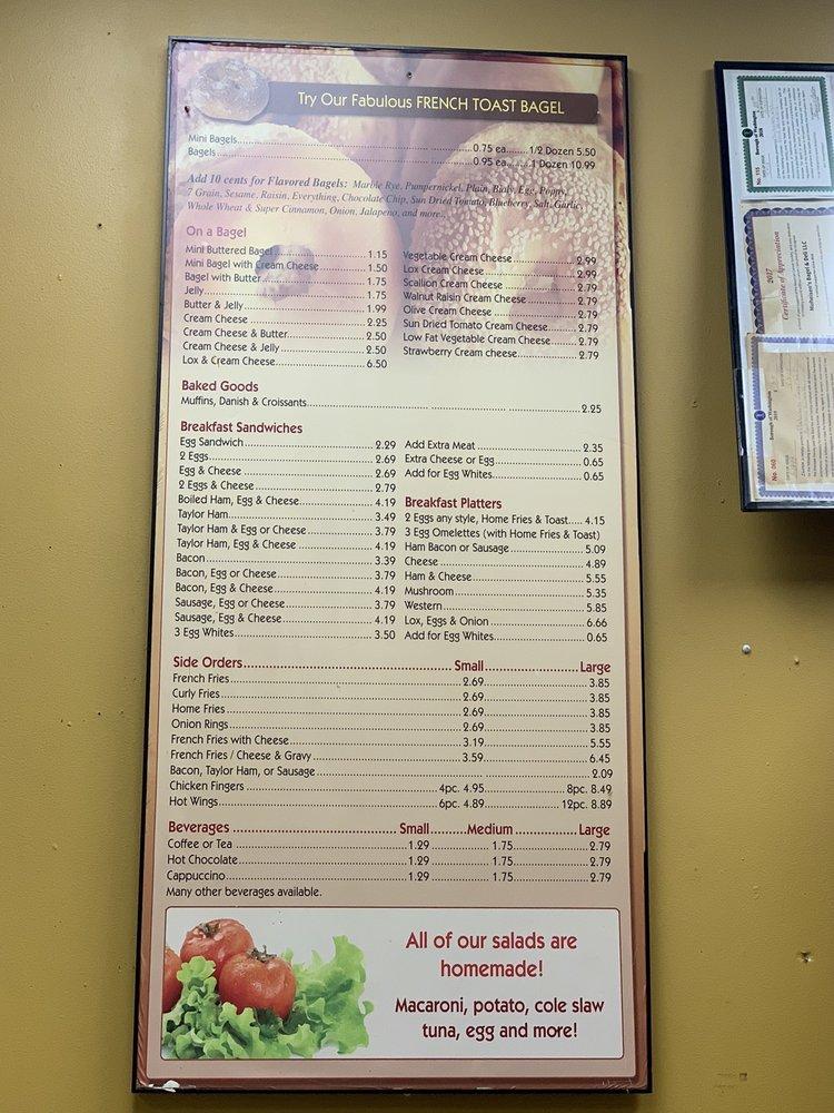 Menu at Muheisen's Bagel & Deli restaurant, Washington