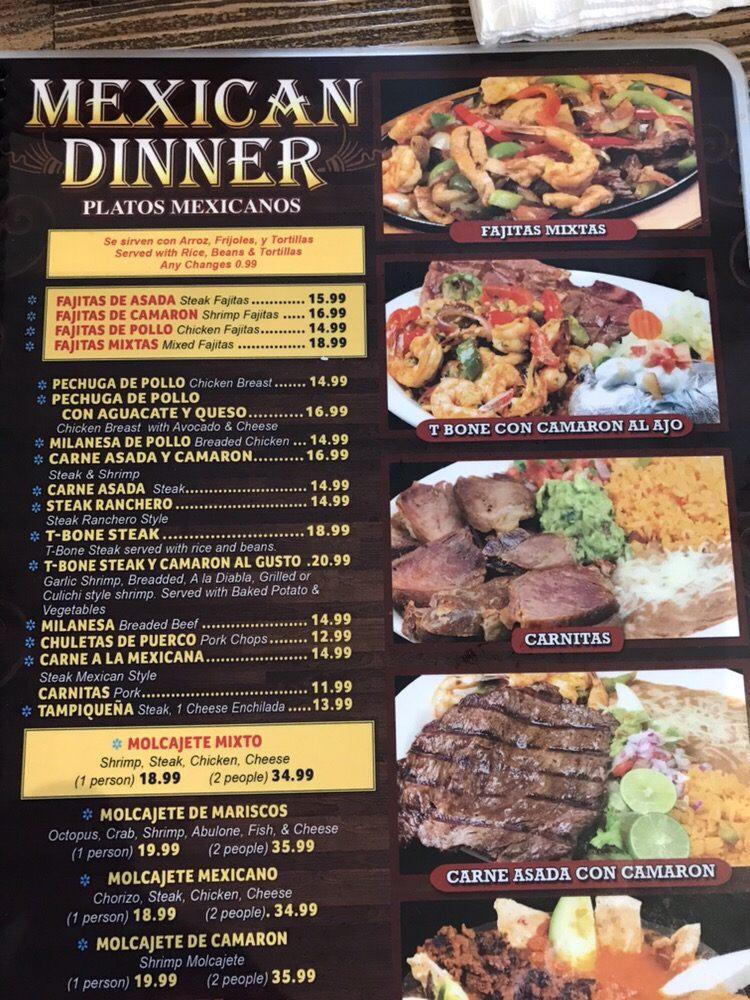 Menu at Taco Giro Mexican Grill & Seafood restaurant, Casa Grande