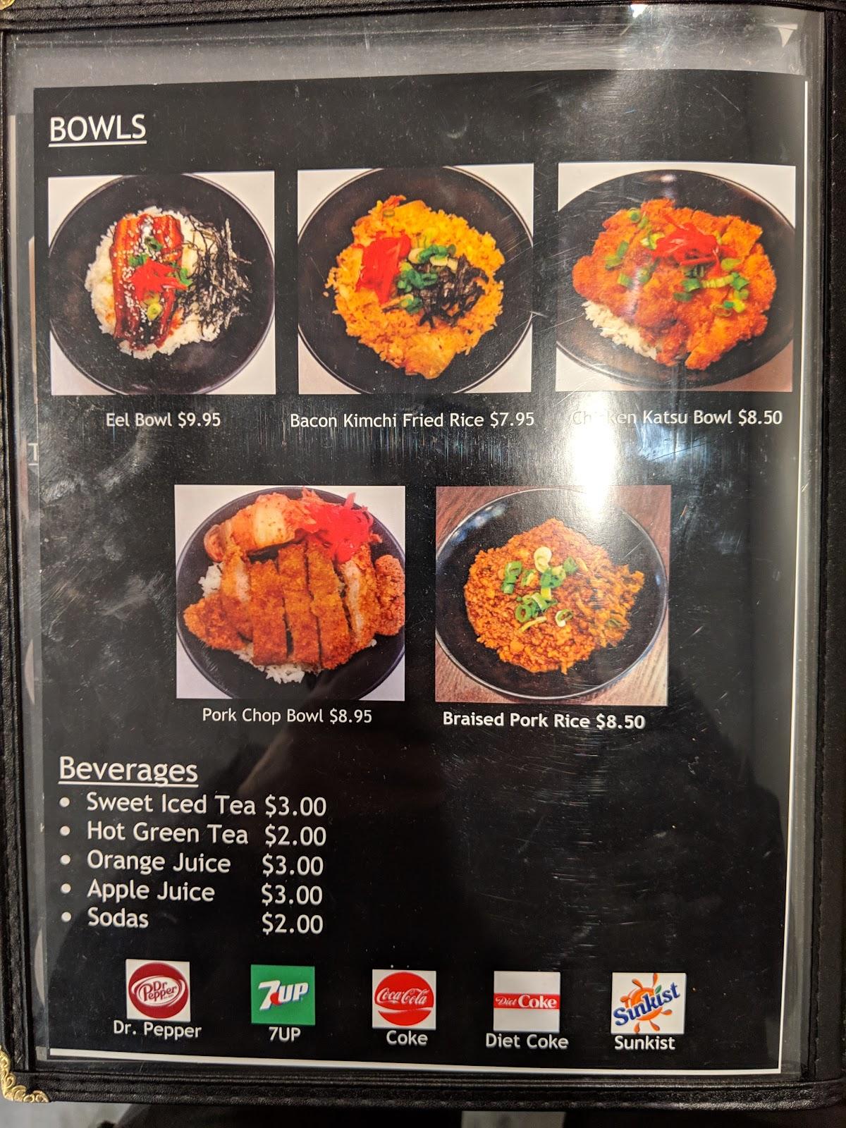 Menu at Tsuchiya Ramen restaurant, Fresno