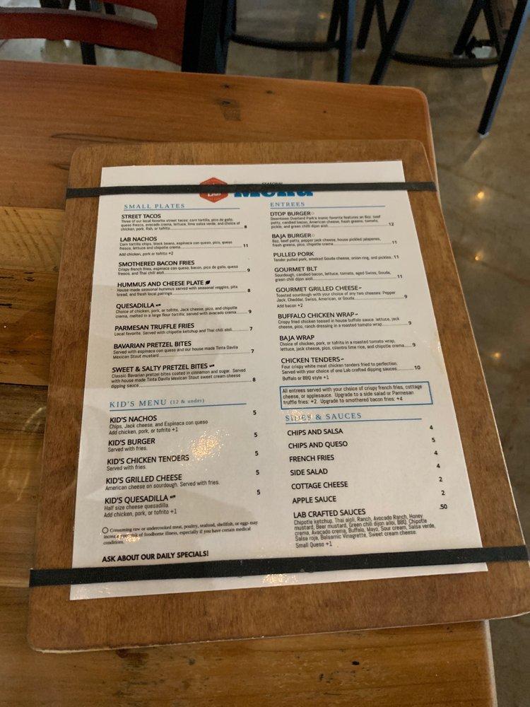 Menu at Brew Lab pub & bar, Overland Park