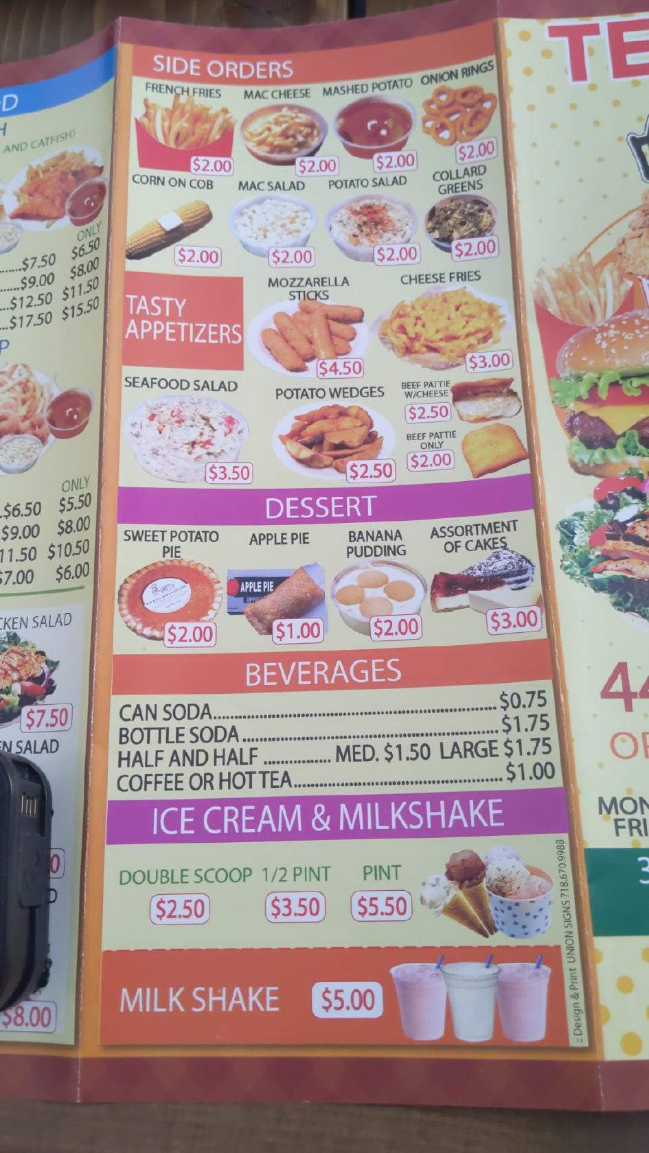 Menu at Texas Chicken & Grill restaurant, Baltimore