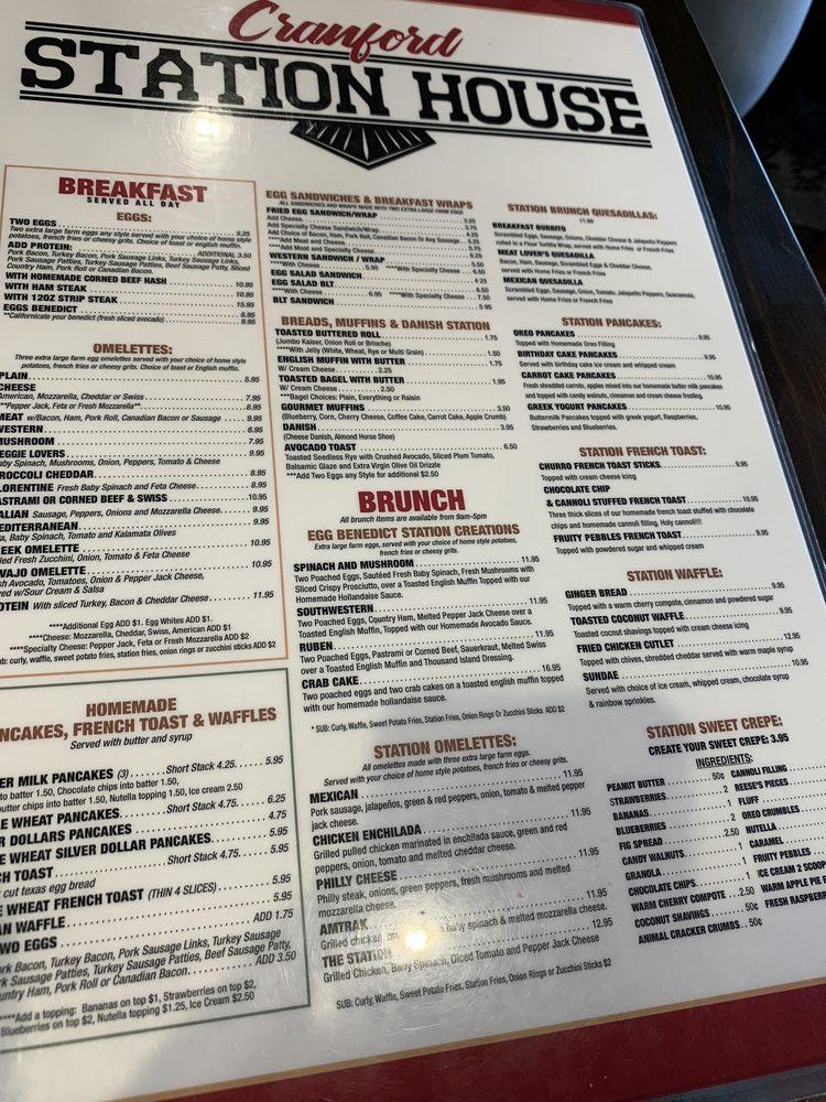 Menu at Cranford Station House restaurant, Cranford