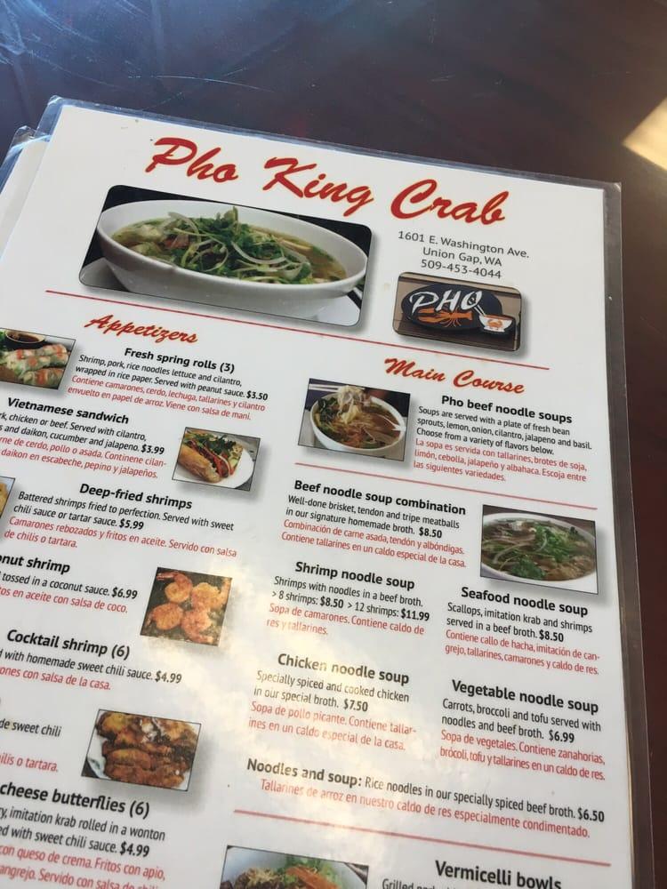 Menu At Pho King Crab Restaurant Union Gap E Washington Ave 104