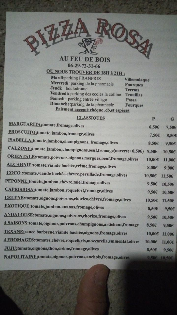Menu de Pizza Rosa