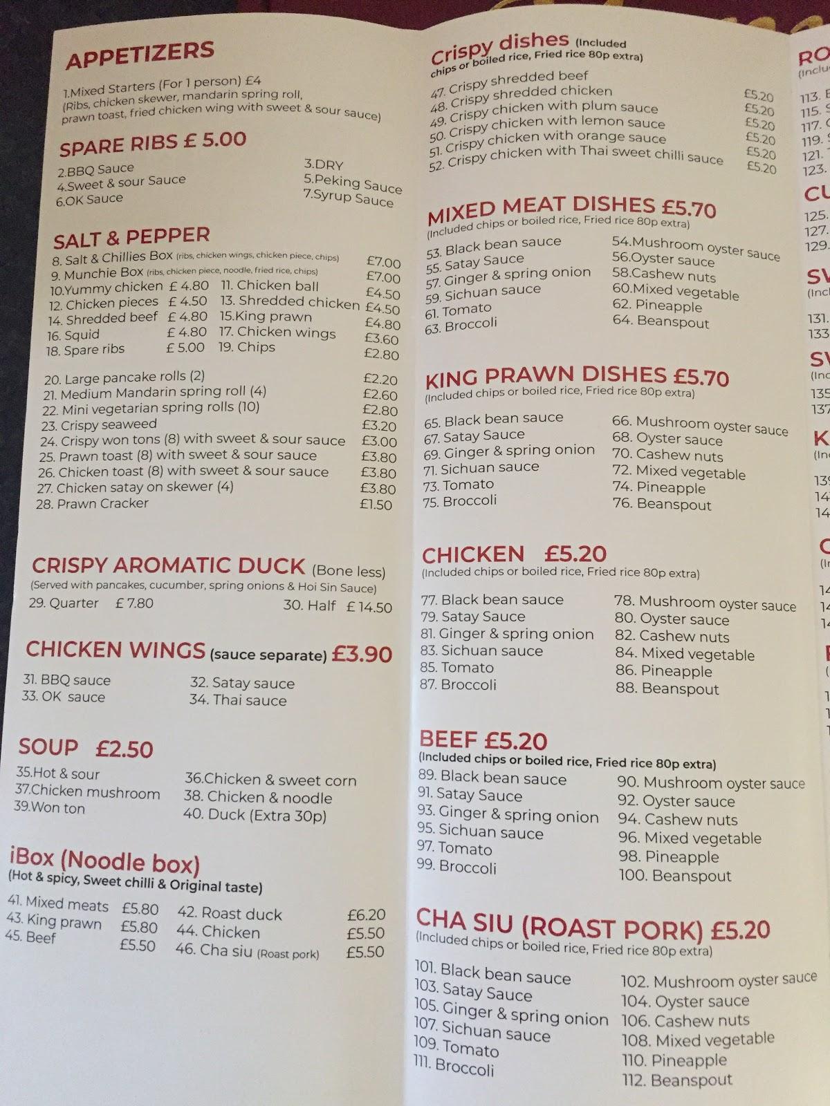 Menu at Ikitchen Chinese restaurant, Scarborough