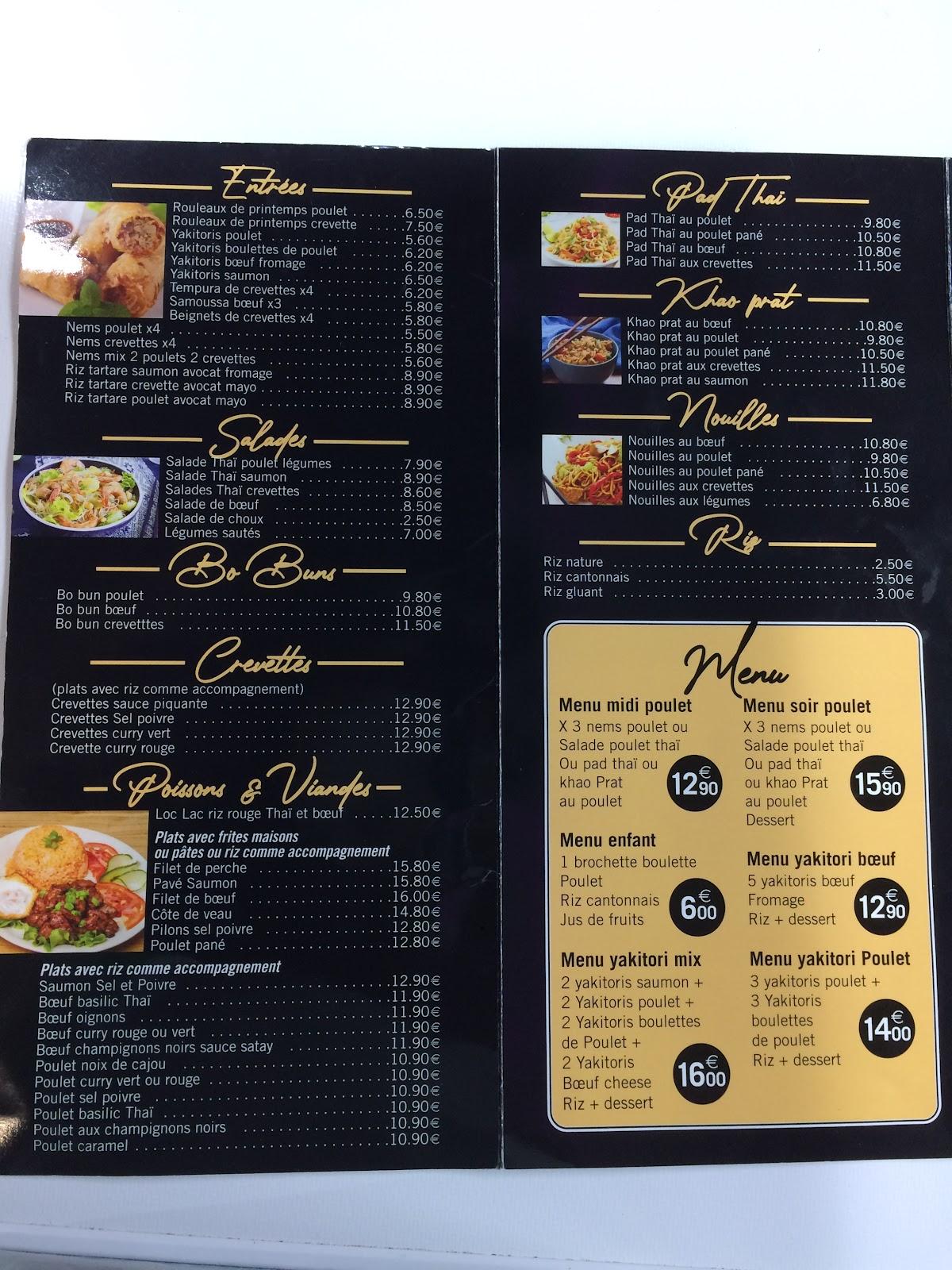 Menu de BANH THAI