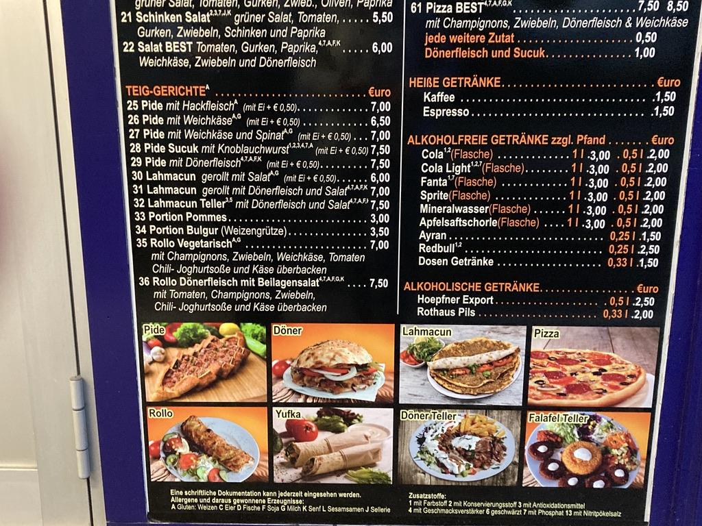 Speisekarte von Best Pizza & Döner, Karlsruhe, Danziger Str. 21