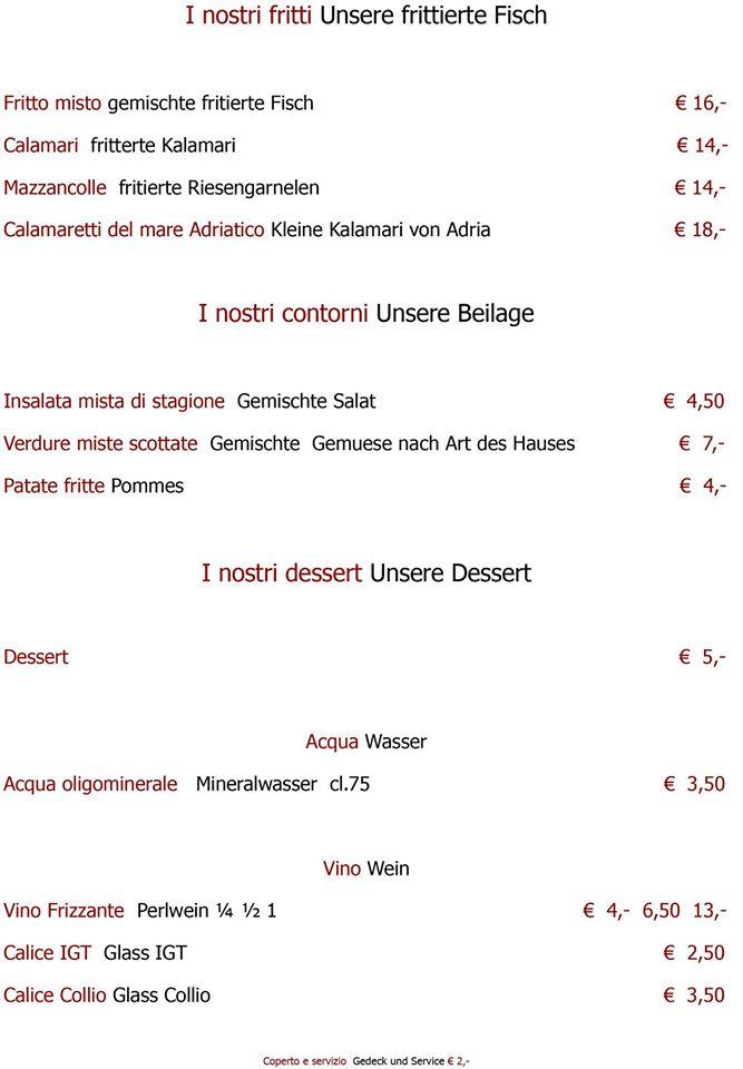 Menu At Ristorante DA DINO Caorle