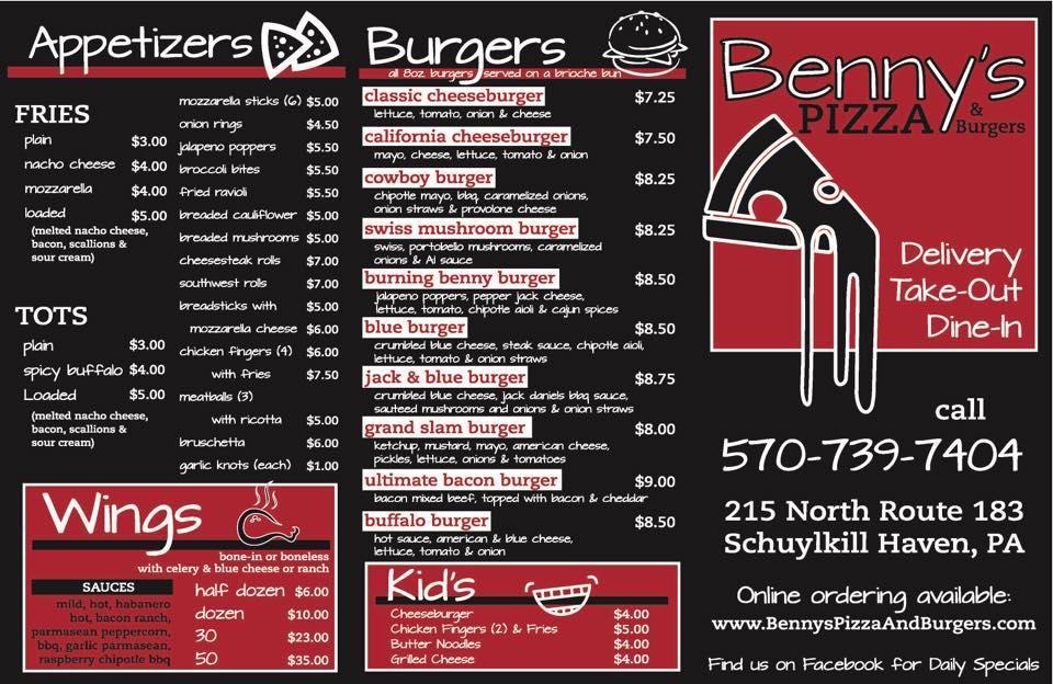 Menu At Benny s Pizza And Burgers Restaurant Cressona Menu At Benny s Pizza And Burgers Restaurant Cressona