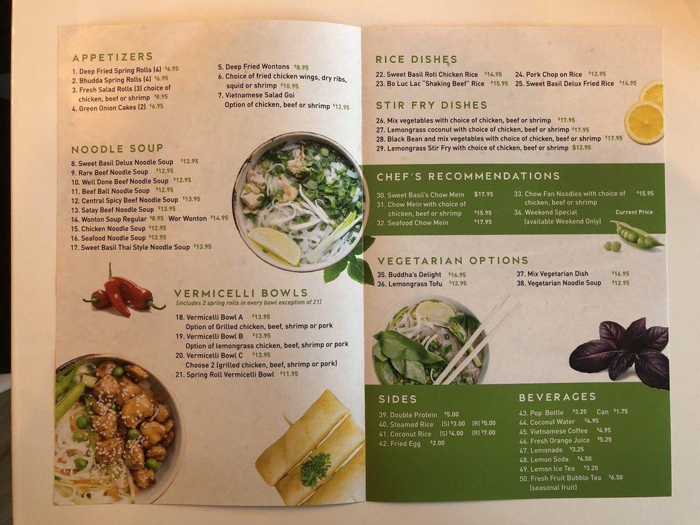 Carta del restaurante Sweet Basil Vietnamese Kitchen, Edmonton
