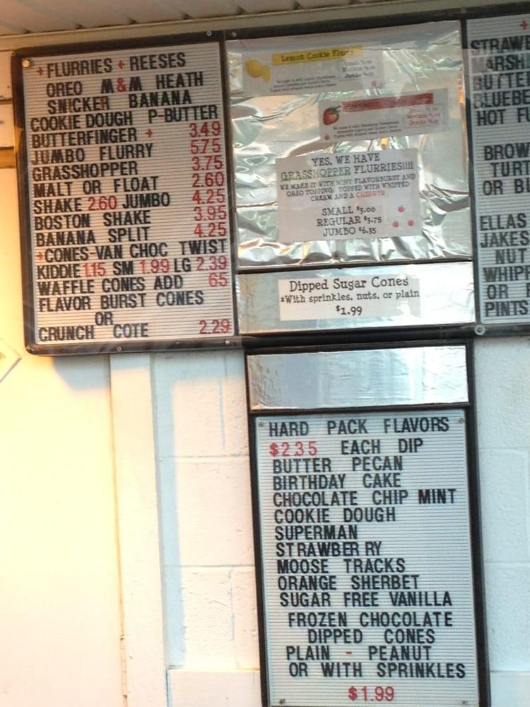 Menu at The Dugout restaurant, Otterbein