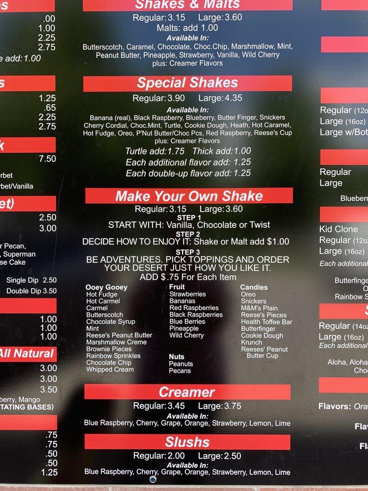 Menu at Bluffton Dari Freeze restaurant, Bluffton