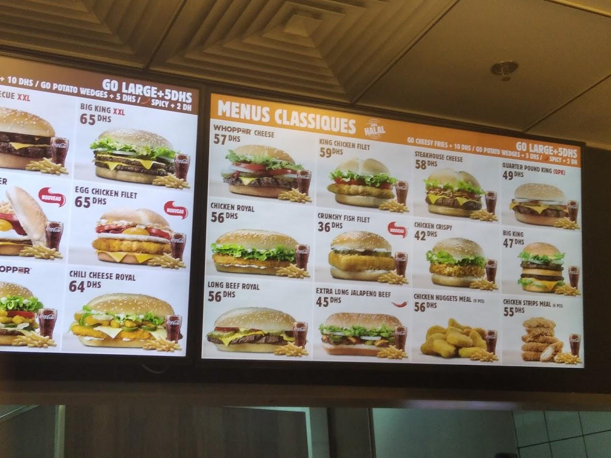 Menu at Burger King - Tanger City Center restaurant, Tangier