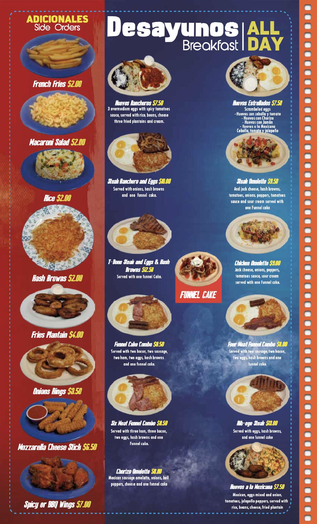 Menu at El Manantial Honduras Restaurant, Calhoun