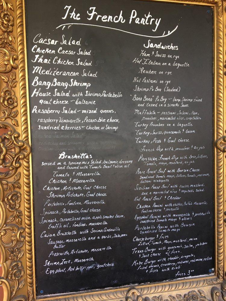 Menu at The French Pantry restaurant, Jacksonville