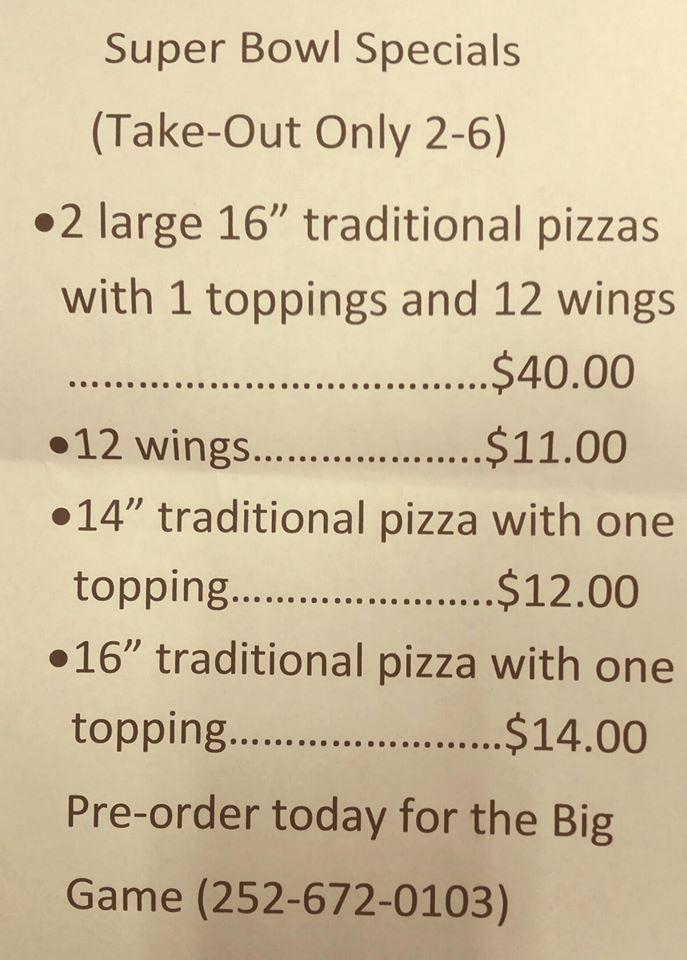 Menu at Savage's Wood Burning Pizzeria, New Bern, 303 Metcalf St