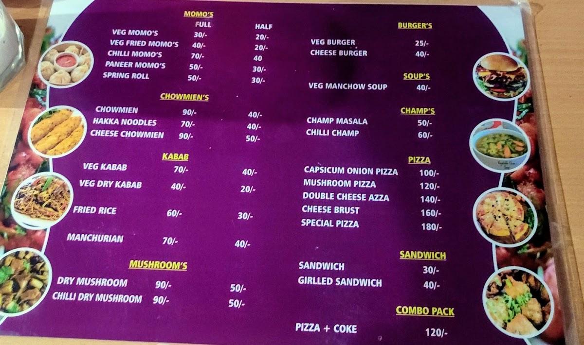 Menu at Simran food point, India, Christ school road