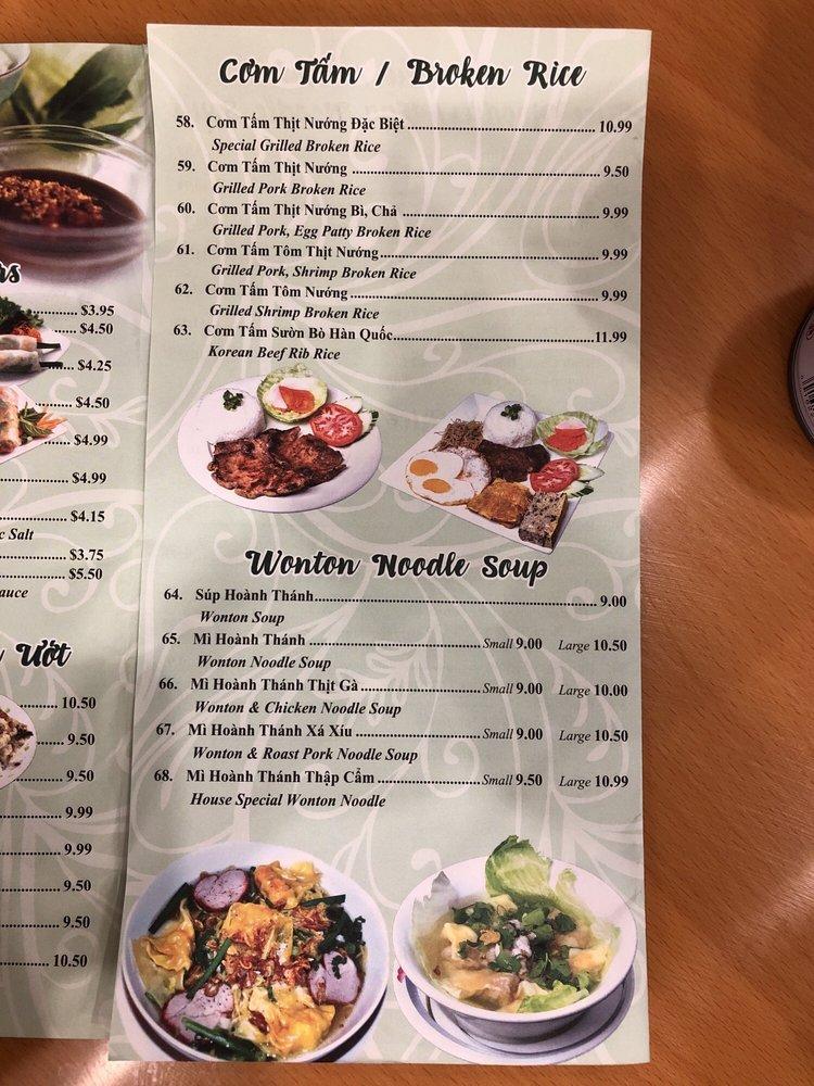 Menu at Vietnamese Noodle House restaurant, Easton