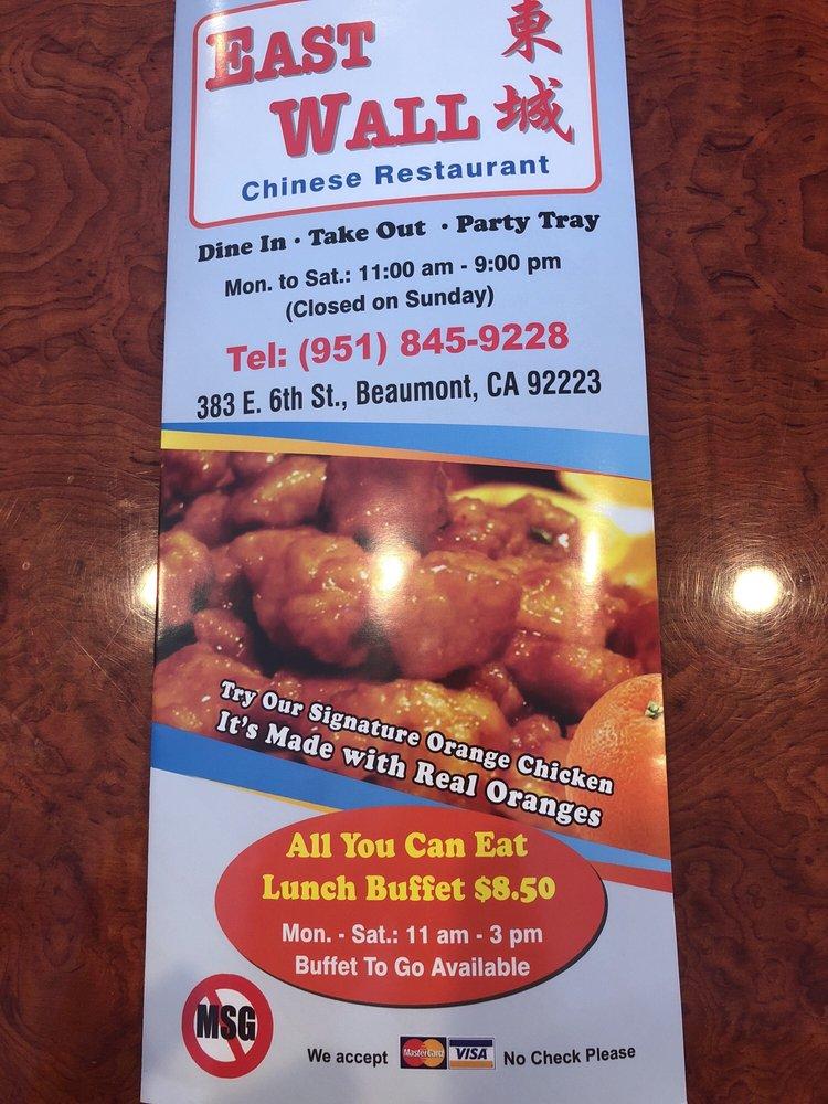 East Wall Chinese Restaurant in Beaumont Restaurant menu and reviews