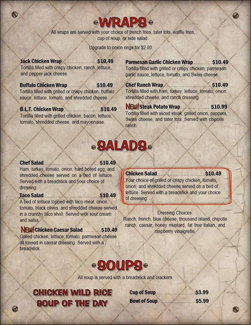 Menu at Restaurant 71, Blackduck