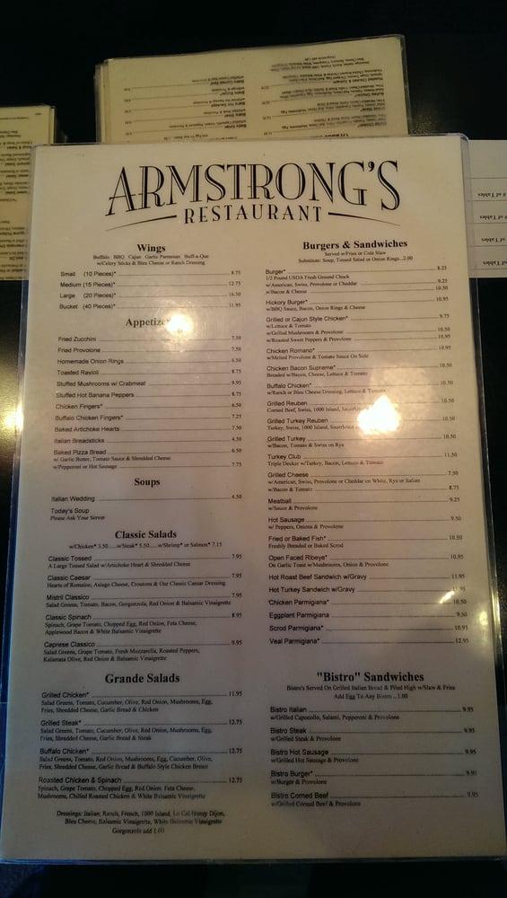 Menu At Armstrong's Restaurant, Moon, Thorn Run Rd