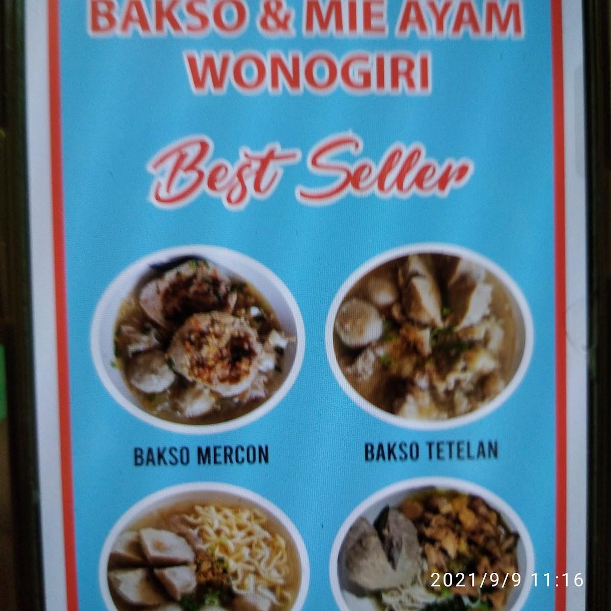 Menu At Bakso Dan Mie Ayam Wonogiri Mas Ari Restaurant South Jakarta