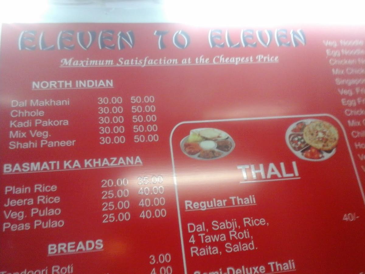 ELEVEN TO ELEVEN menu