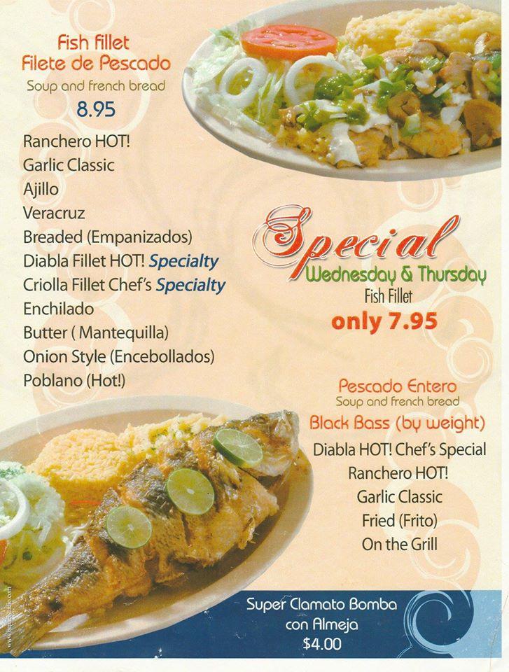 Menu at Señor Fish restaurant, El Paso, Viscount Blvd 1A
