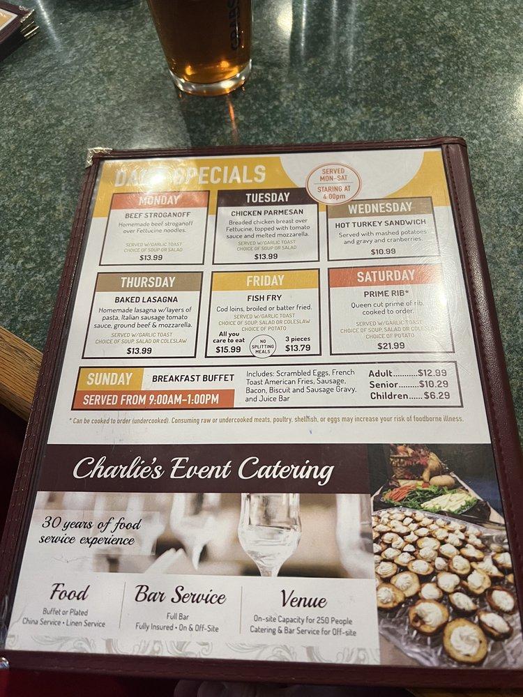 Menu at Charlies Eatery & Pub, Rochester, US52