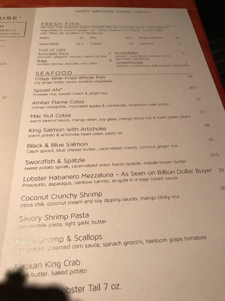 Menu at Chart House steakhouse, Dana Point