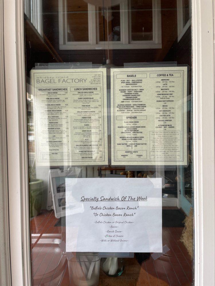 Menu at Whidbey Island Bagel Factory restaurant, Oak Harbor