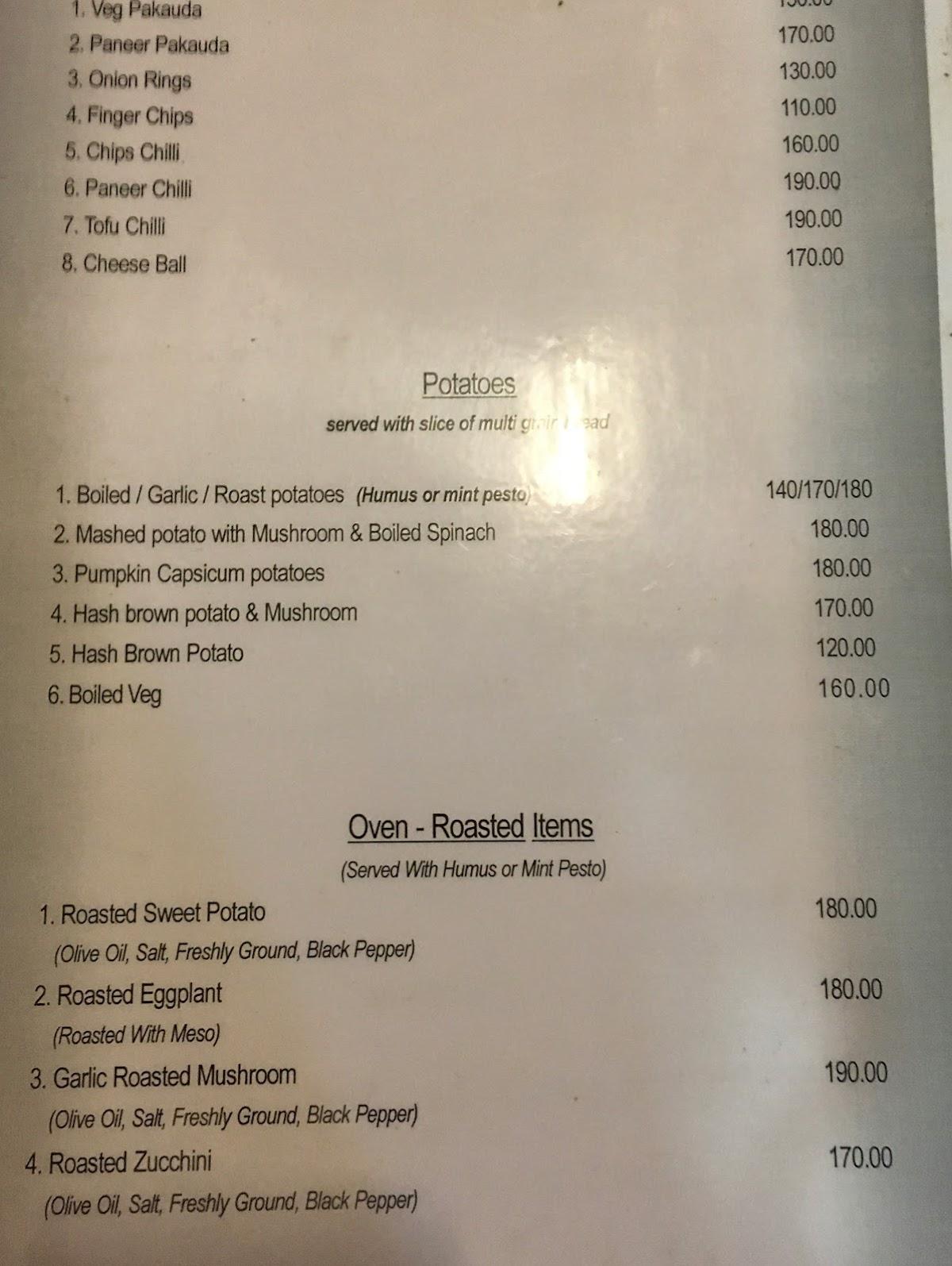 Menu at Bebilon restaurant, Pumpernickel German Bakery, Rishikesh