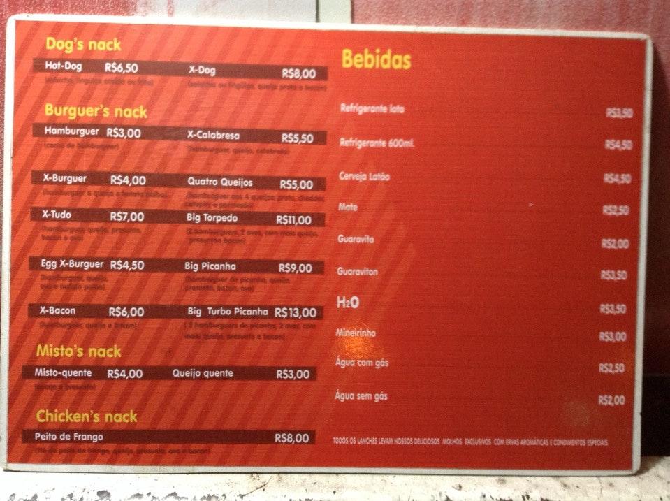 Fast Snack cardápio