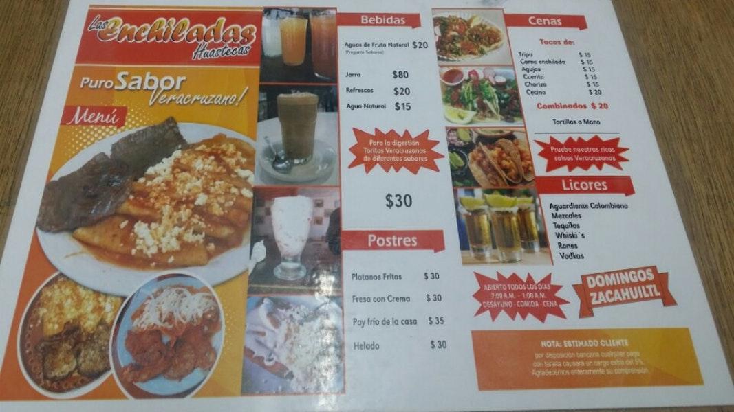 Carta del restaurante Las Enchiladas Huastecas, Chetumal, Av