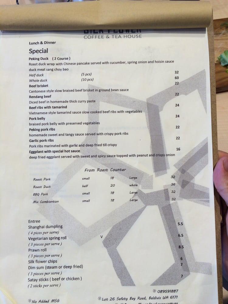 Menu at Silk Flower Coffee & Tea House restaurant, Baldivis, 8A/26 Safety Bay Rd