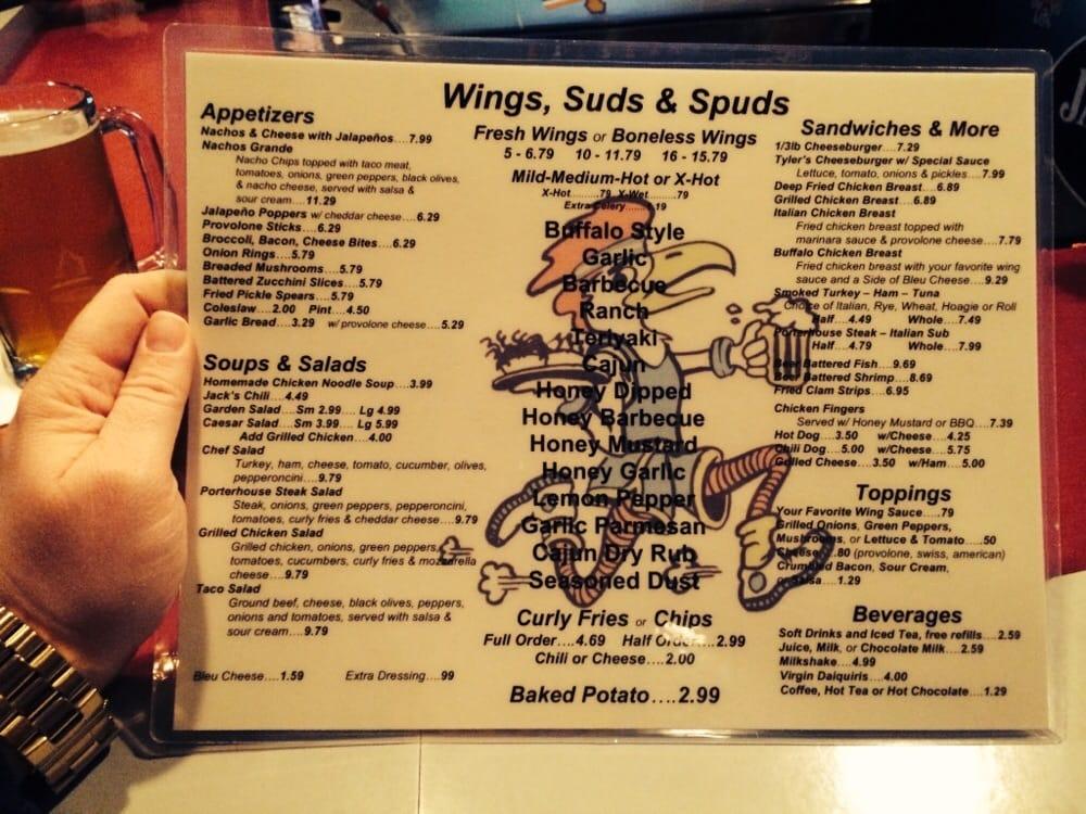 Menu at Wings Suds & Spuds pub & bar, Moon