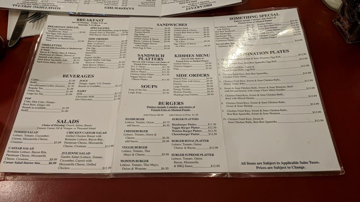 Menu at JJ's Family Restaurant, Thunder Bay