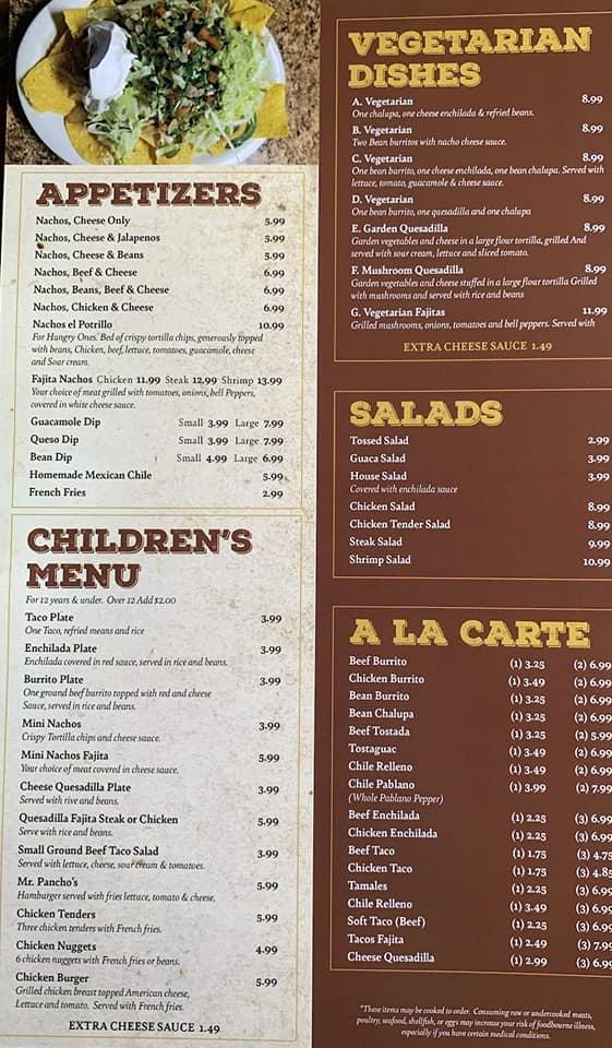 Menu At Los Potrillos Mexican Restaurant Jennings