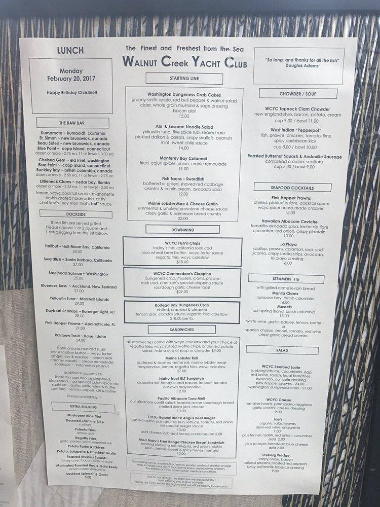 walnut creek yacht club menu