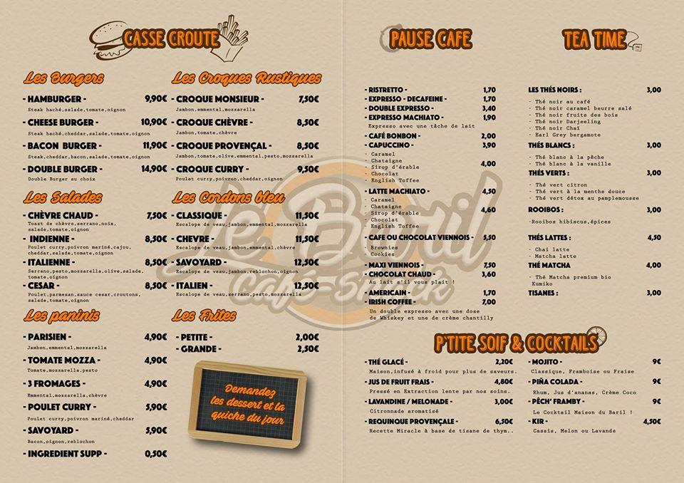 Menu at Le Baril CafeSnack, Maubec