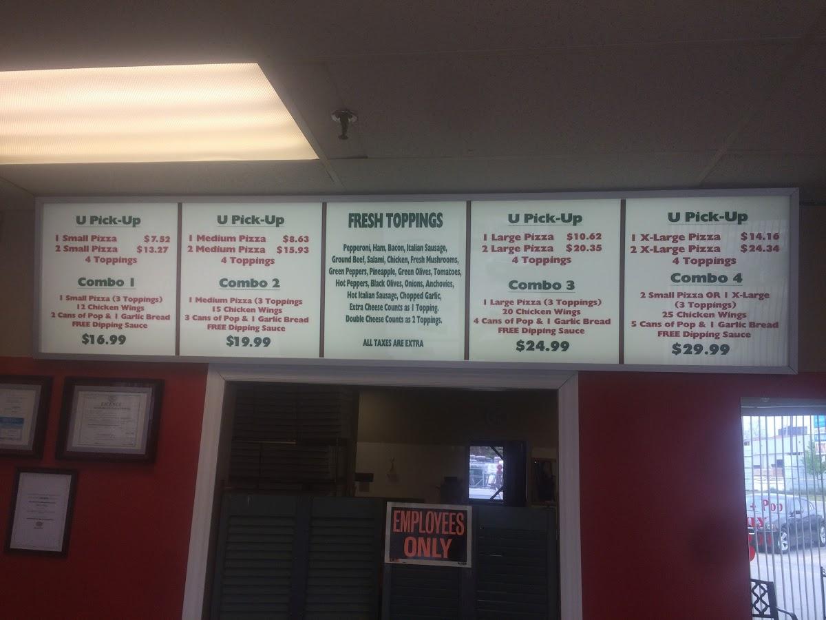 Menu at Tillson Pizza pizzeria, Tillsonburg