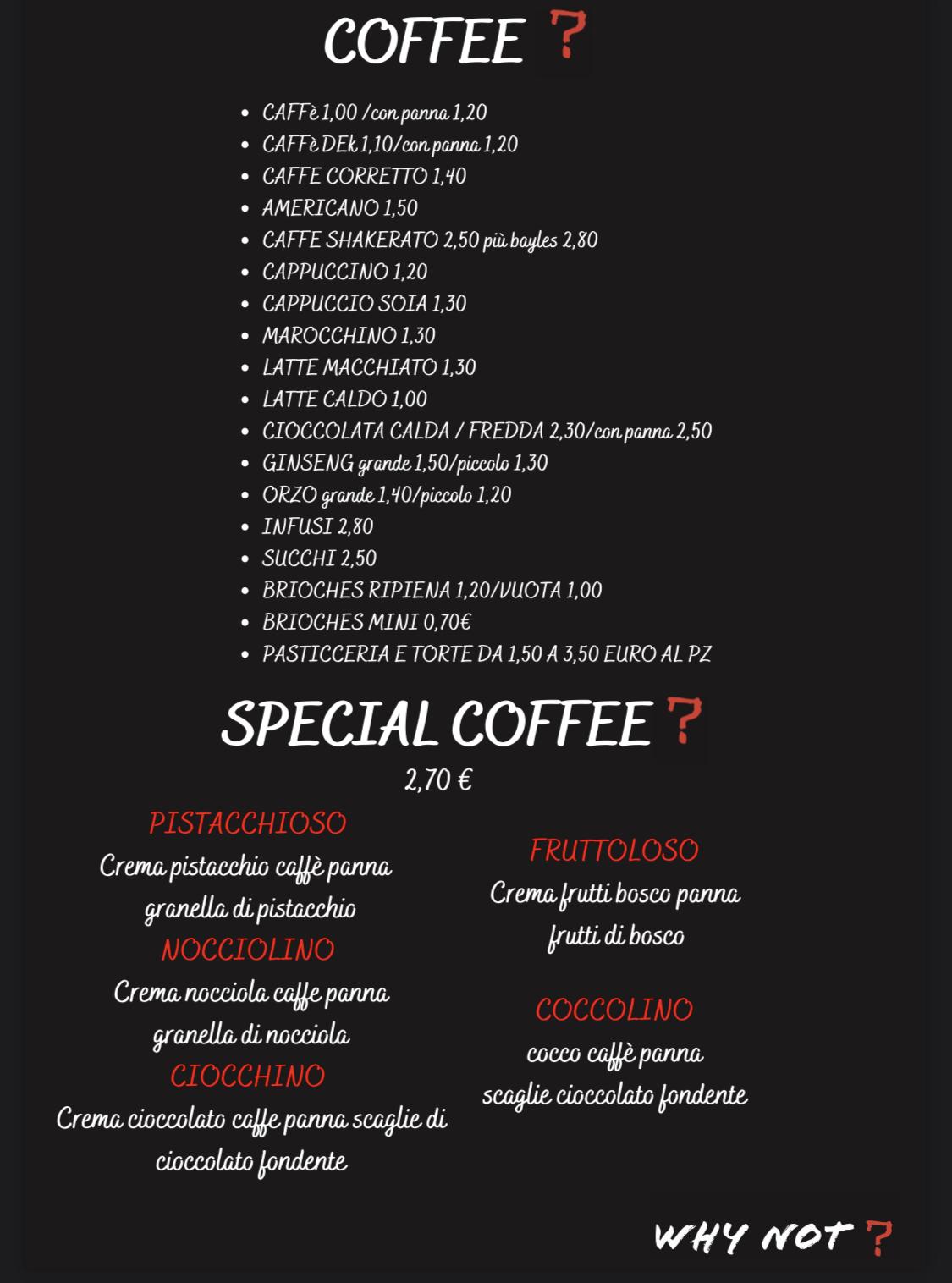 Menu di Why Not? 