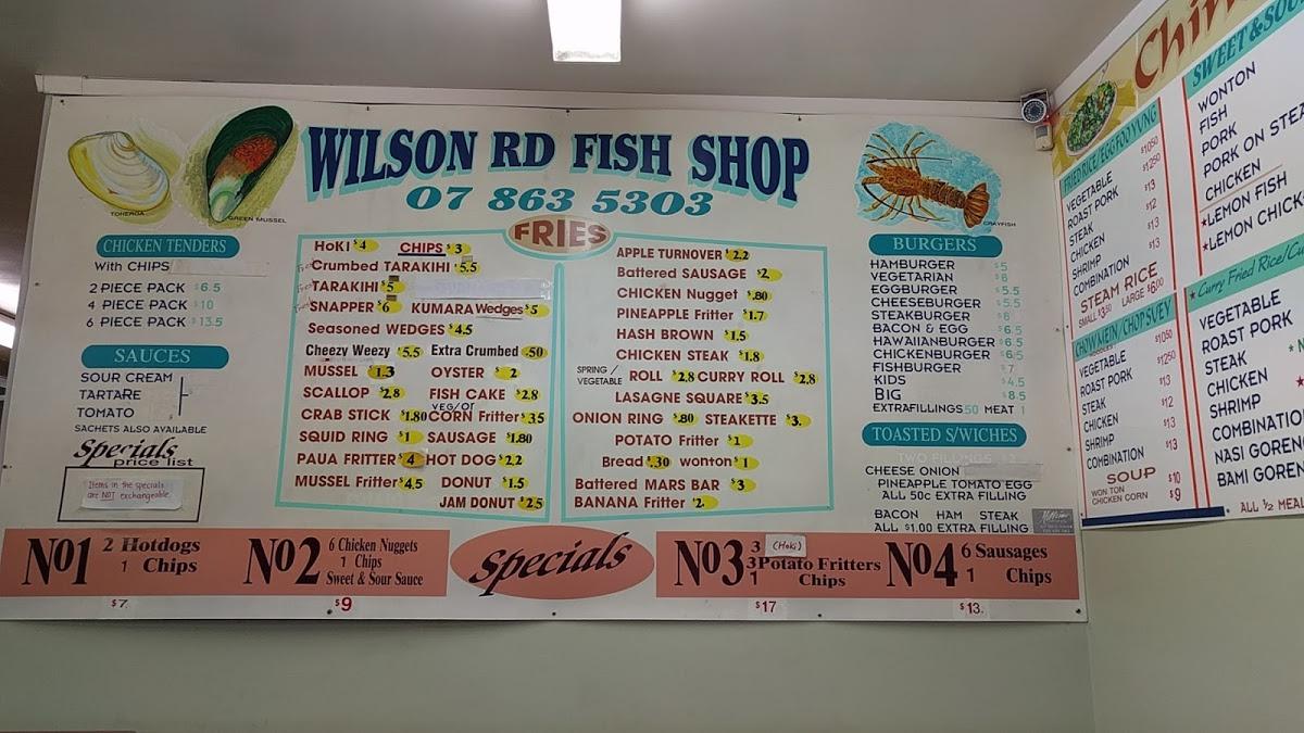 Menu at Wilson Road Fish Shop restaurant, Waihi Beach