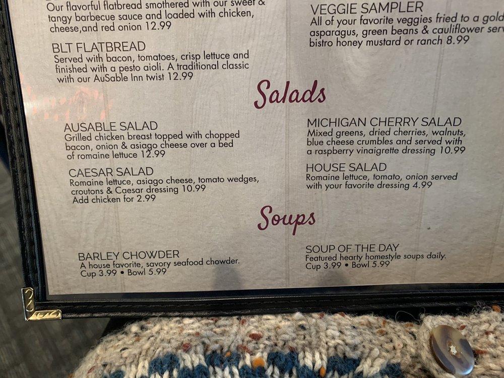 Menu at Ausable Inn Riverview Restaurant and Sports Bar, Au Sable