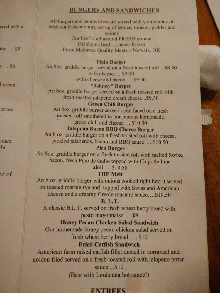 Menu at Frank and Lola's pub & bar, Bartlesville