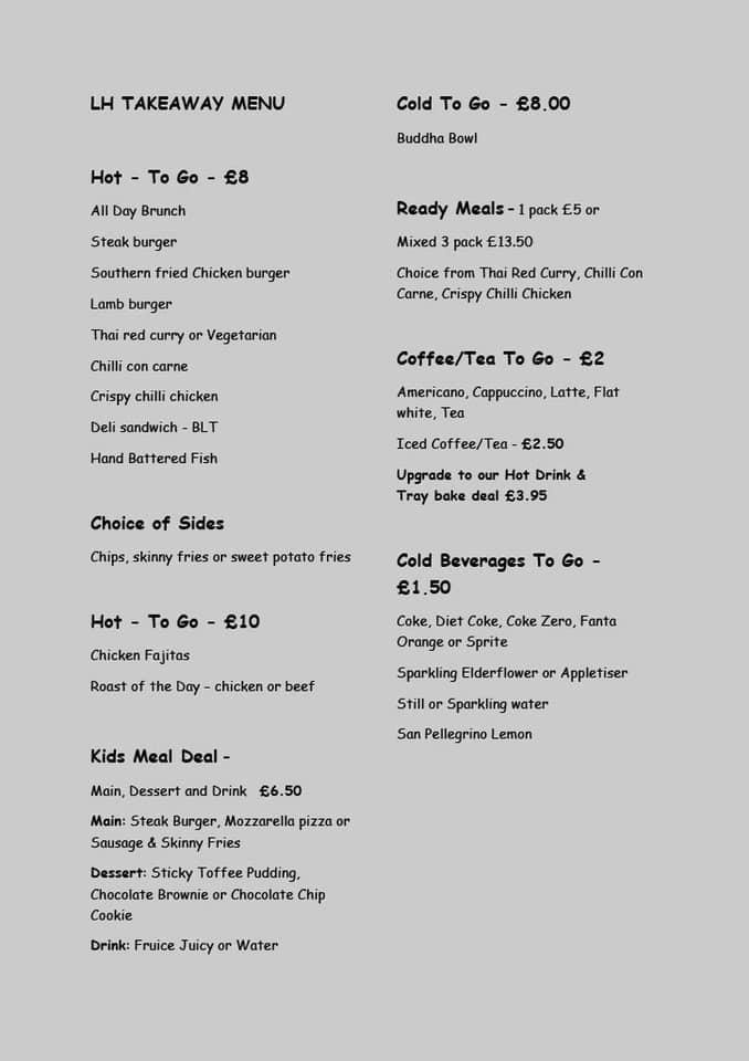 Menu at Linen Hill cafe, Banbridge