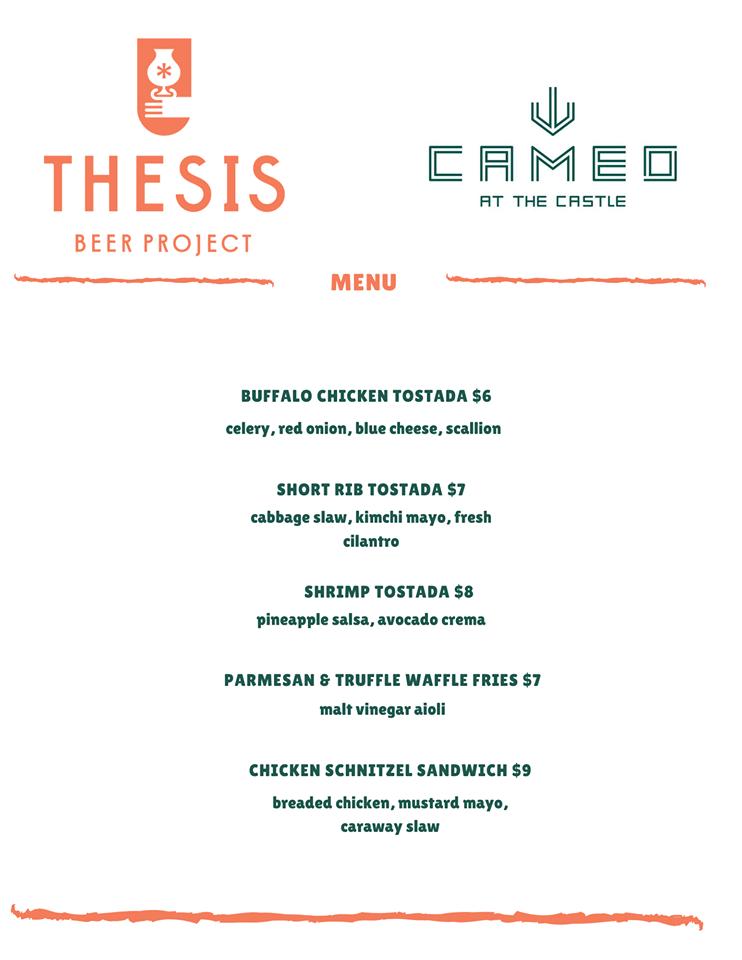Menu at Cameo restaurant, Rochester